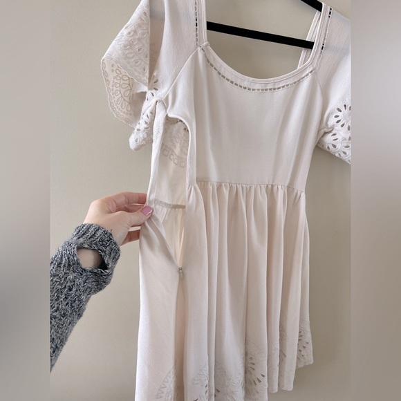 Anthropologie Staring at Stars White Eyelet Fit and Flare Boho White Dress Size - Picture 5 of 10